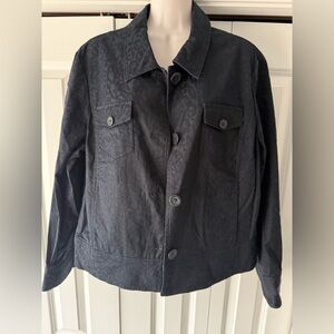 Jones New York black animal print casual jacket xl